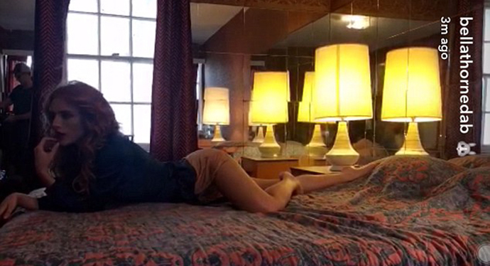 Bella Thorne hot pose in bed. Bella Thorne posing in bed