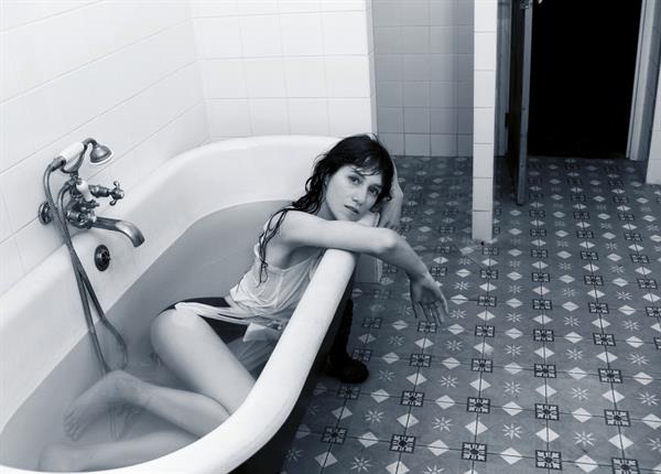 Charlotte Gainsbourg in a bathtub