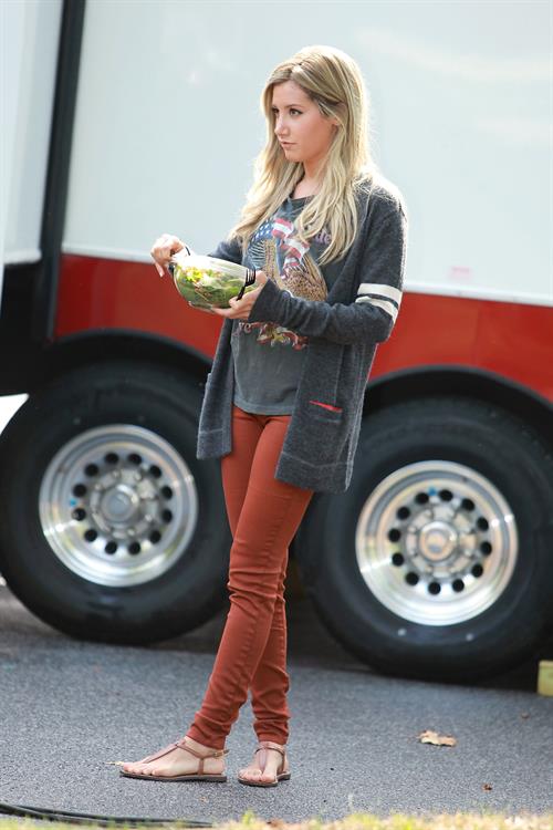 Ashley Tisdale on a lunch break while shooting Scary Movie 5 10/2/12