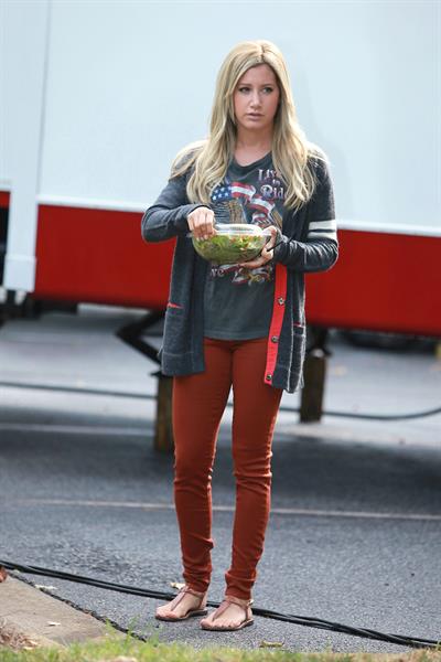 Ashley Tisdale on a lunch break while shooting Scary Movie 5 10/2/12