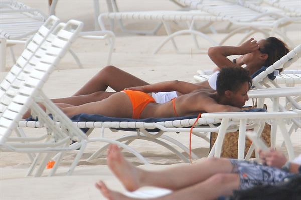 Amelle Berrabah bikini candids Barbados Jan 5, 2010 