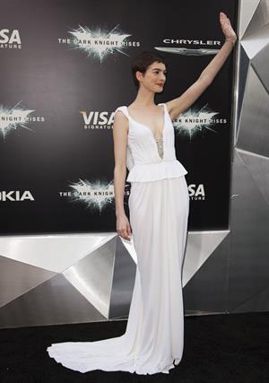 Anne Hathaway attending the Dark Knight Rises premiere in New York on July 15, 2012