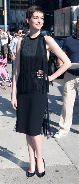 Anne Hathaway at Late Show with David Letterman in New York on July 11, 2012
