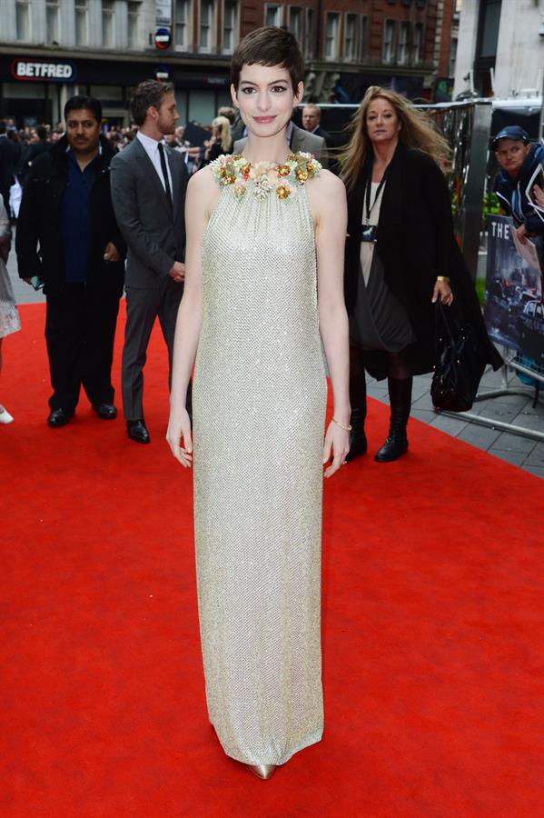 Anne Hathaway the Dark Knight Rises premiere in London on July 18, 2012