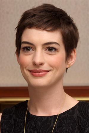 Anne Hathaway the Dark Knight Rises press conference portraits in Beverly Hills on July 8, 2012