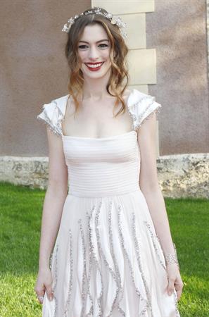 Anne Hathaway White Fairy Tale Love Ball in Paris on July 5, 2011