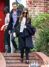 Anne Hathaway leaving a friends house in Beverly Hills on January 20, 2012