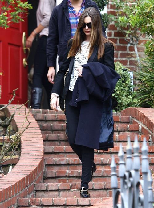 Anne Hathaway Pictures Anne Hathaway leaving a friends house in Beverly Hills on January 20, 2012
