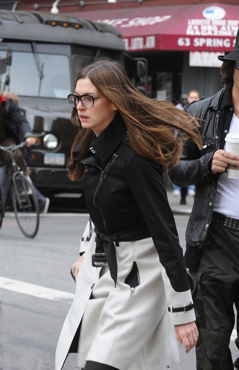 Anne Hathaway out in New York on October 26, 2011