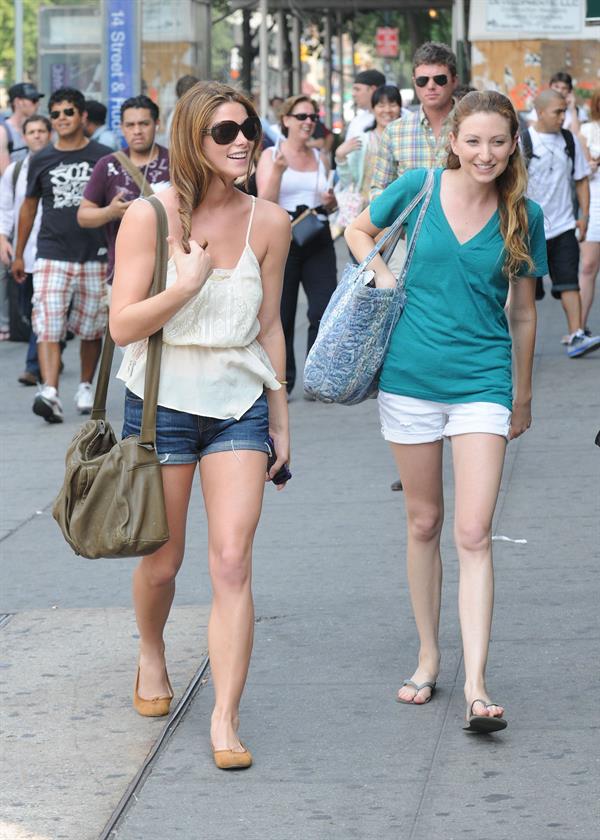 Ashley Greene in shorts goes out with a friend in New York City
