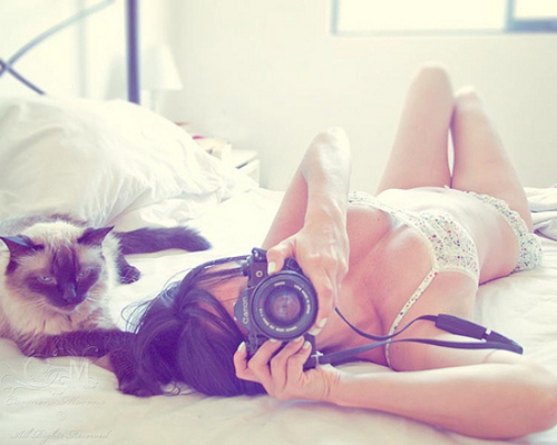 Anonymous in lingerie taking a selfie