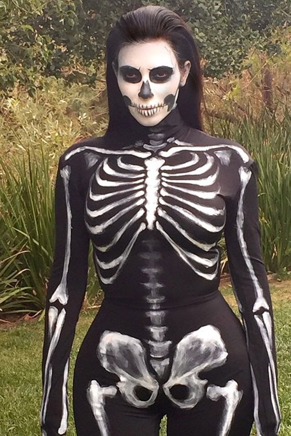 Kim Kardashian as skeleton for Halloween