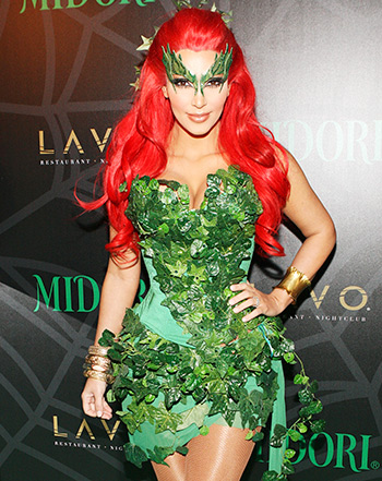Kim Kardashian as Poison Ivy for the 2011 Midori Green Halloween party in New York