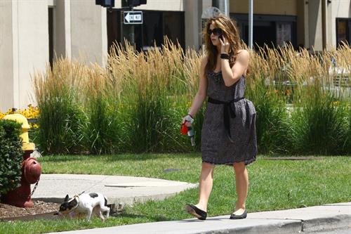 Ashley Greene walking her dog around her hotel in Detroit on July 17, 2010 