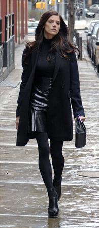 Ashley Greene on set of a photoshoot for DKNY in New York on April 1, 2012