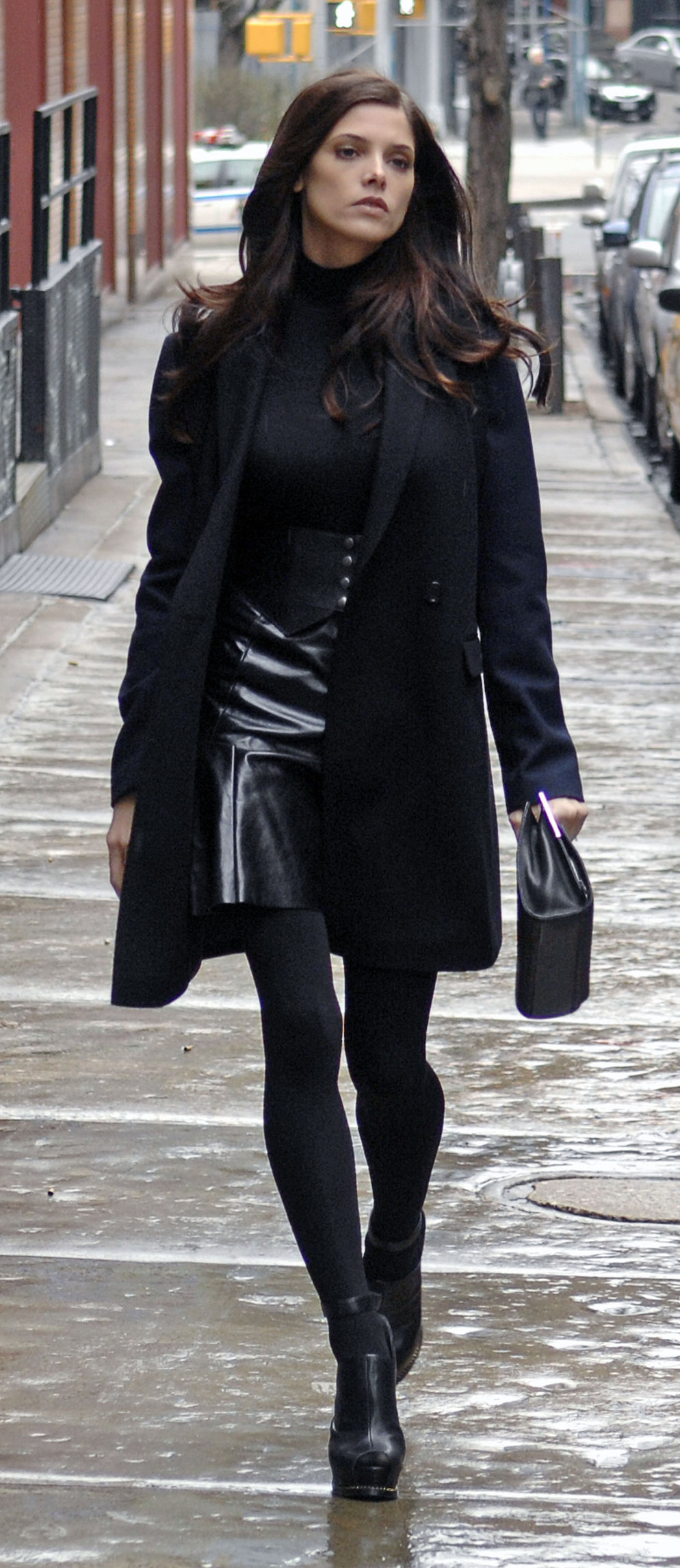 Ashley Greene on set of a photoshoot for DKNY in New York on April 1, 2012
