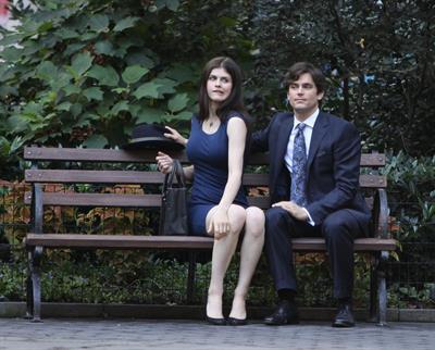 Alexandra Daddario on set of white collar in New York City on August 26, 2010