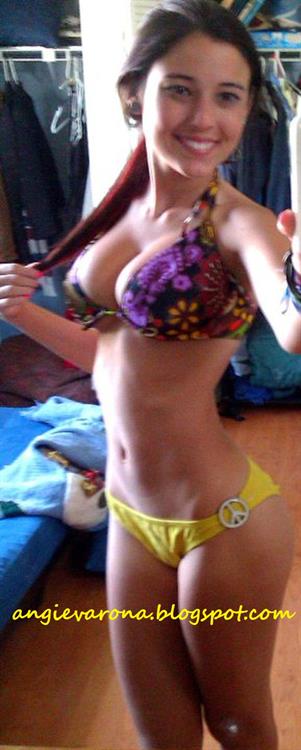 Angie Varona in a bikini taking a selfie