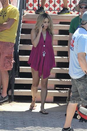 Selena Gomez, Vanessa Hudgens and Ashley Benson on the set of Spring Breakers on March 21, 2012