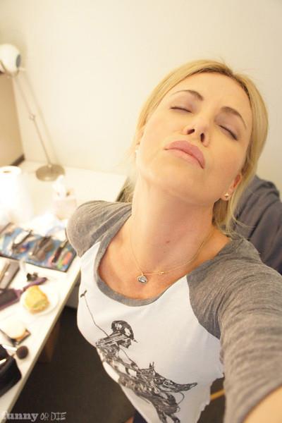 Charlize Theron taking a selfie