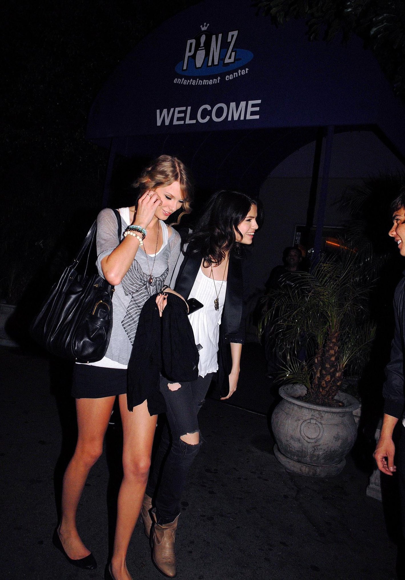 Selena Gomez and Taylor Swift outside a bowling alley in Los Angeles