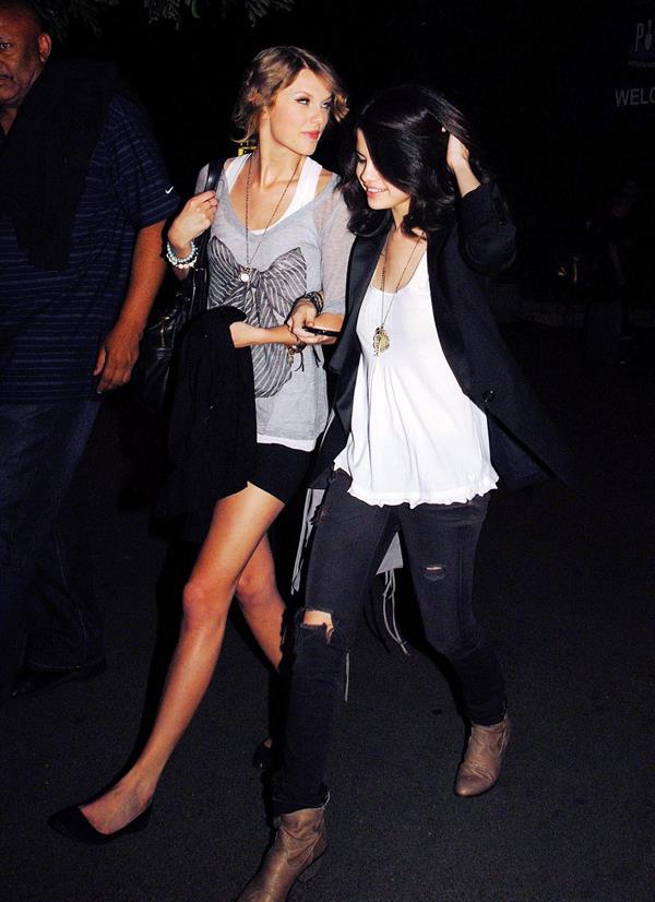 Selena Gomez and Taylor Swift outside a bowling alley in Los Angeles