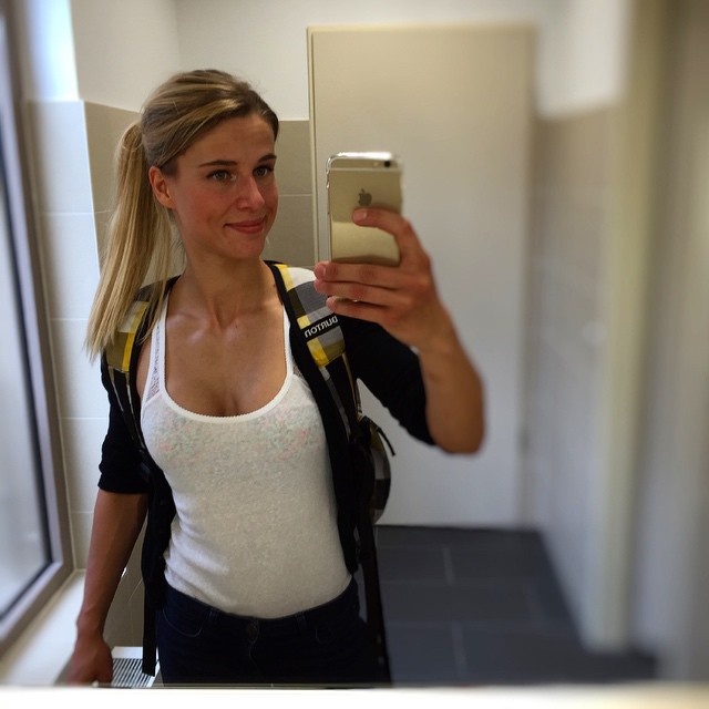 Adrienne Koleszár taking a selfie