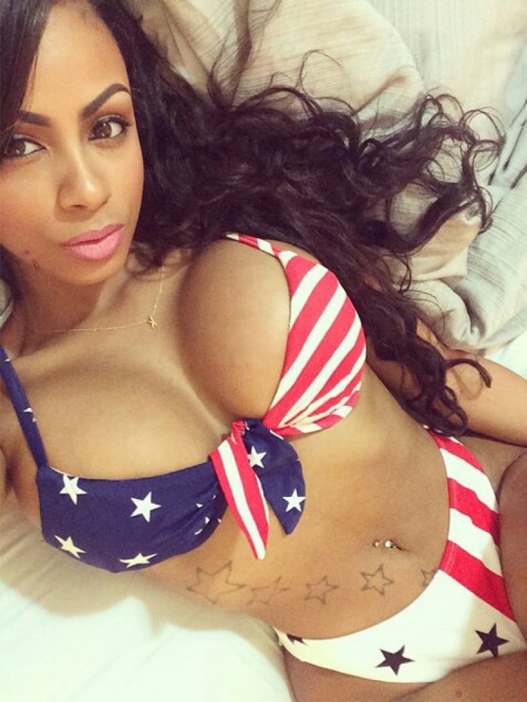 Ana Montana in a bikini taking a selfie