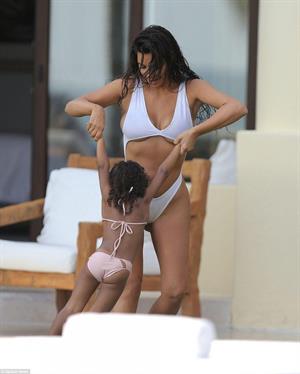 Kim Kardashian in white bikini in Mexico