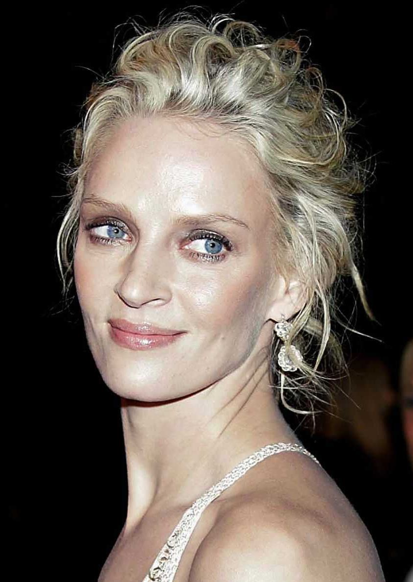 Uma Thurman in a white dress
