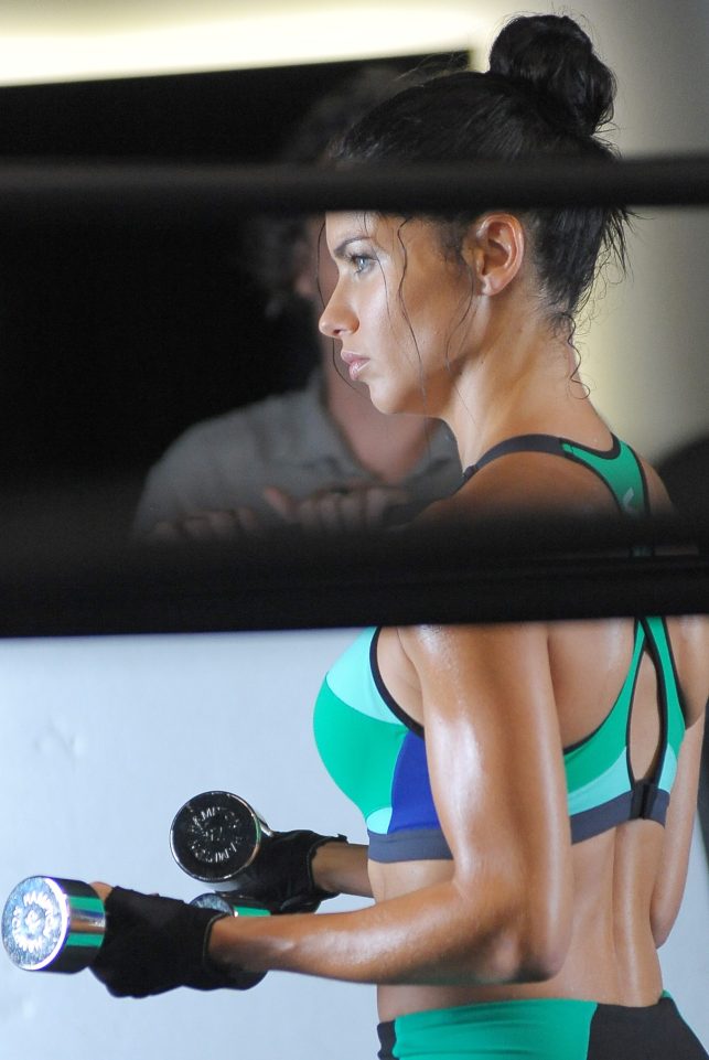 Adriana Lima working out in New York for a Victoria's Secret campaign