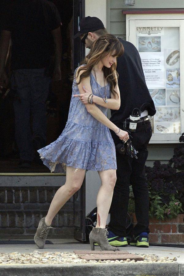 Alexis Bledel on the set of 'Remember Sunday' in New Orleans January 25, 2013