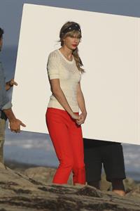 Taylor Swift on the set of a photoshoot in Malibu July 24, 2012