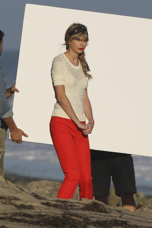 Taylor Swift on the set of a photoshoot in Malibu July 24, 2012