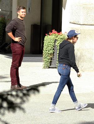 Kristen Stewart playing with a ball on the set of  Sils Maria  in Switzerland September 20, 2013  