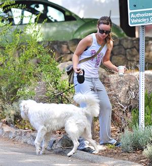 Olivia Wilde walking her dog in the Hollywood Hills on June 24, 2011