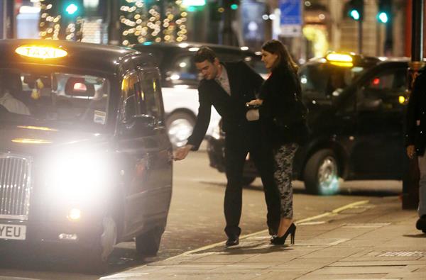 Kelly Brook birthday dinner with Thom Evans at The Wolseley restaurant London November 23, 2012 