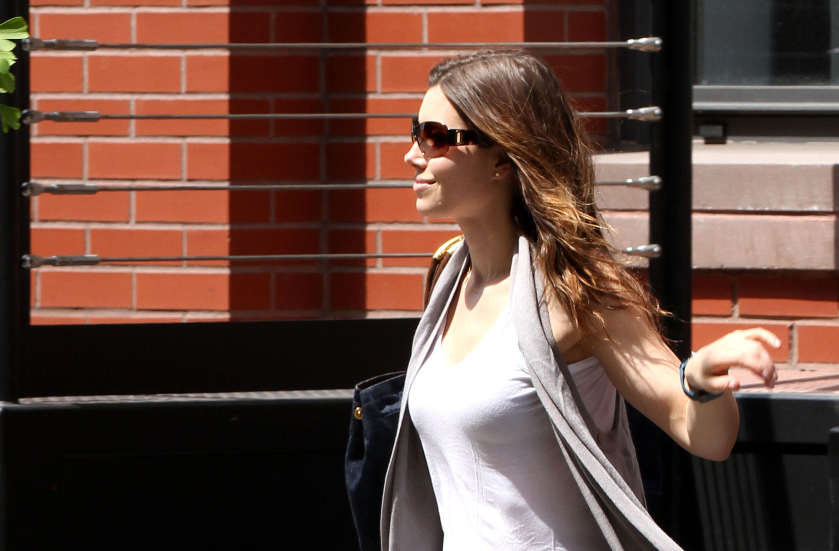 Jessica Biel in shortsboots leaving her apartment in New York City on May 1