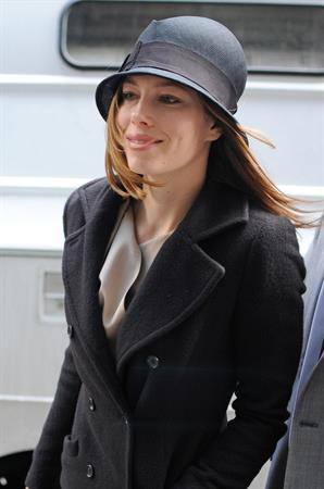 Jessica Biel leaving Justin Timberlake's apartment February 18, 2010