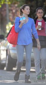 Jessica Biel – “Shiva and May” set candids, LA 10/16/13  