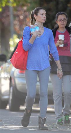 Jessica Biel – “Shiva and May” set candids, LA 10/16/13  