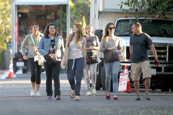 Jessica Biel – “Shiva and May” set candids, LA 10/17/13 