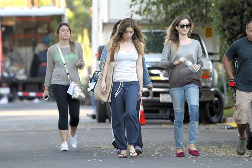 Jessica Biel – “Shiva and May” set candids, LA 10/17/13 