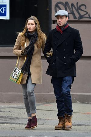 Jessica Biel taking a stroll with her fairly unknown boyfriend in New York City (01.03.2013) 