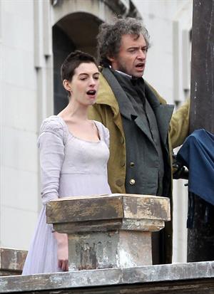 Anne Hathaway on the set of Les Miserables April 18, 2012