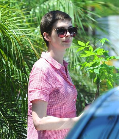 Anne Hathaway out about in Hollywood July 22, 2012 