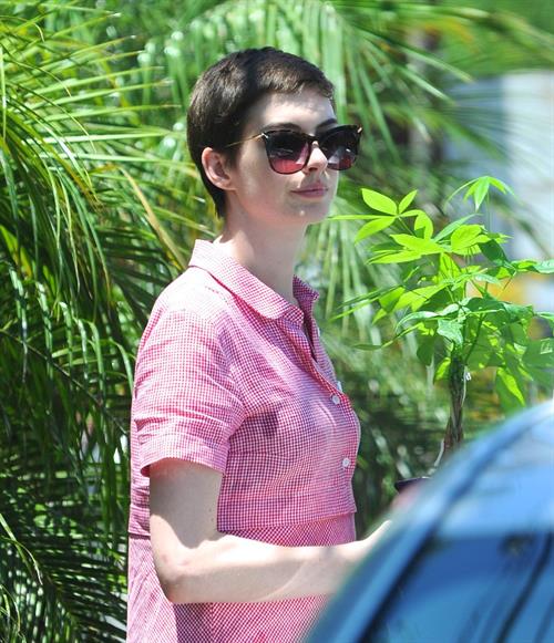 Anne Hathaway out about in Hollywood July 22, 2012 