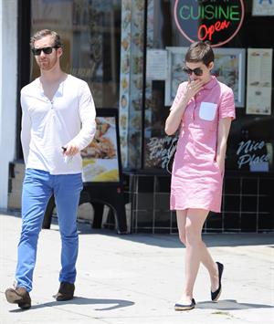 Anne Hathaway out about in Hollywood July 22, 2012 
