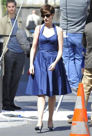 Anne Hathaway set of One Day in Paris August 31, 2013