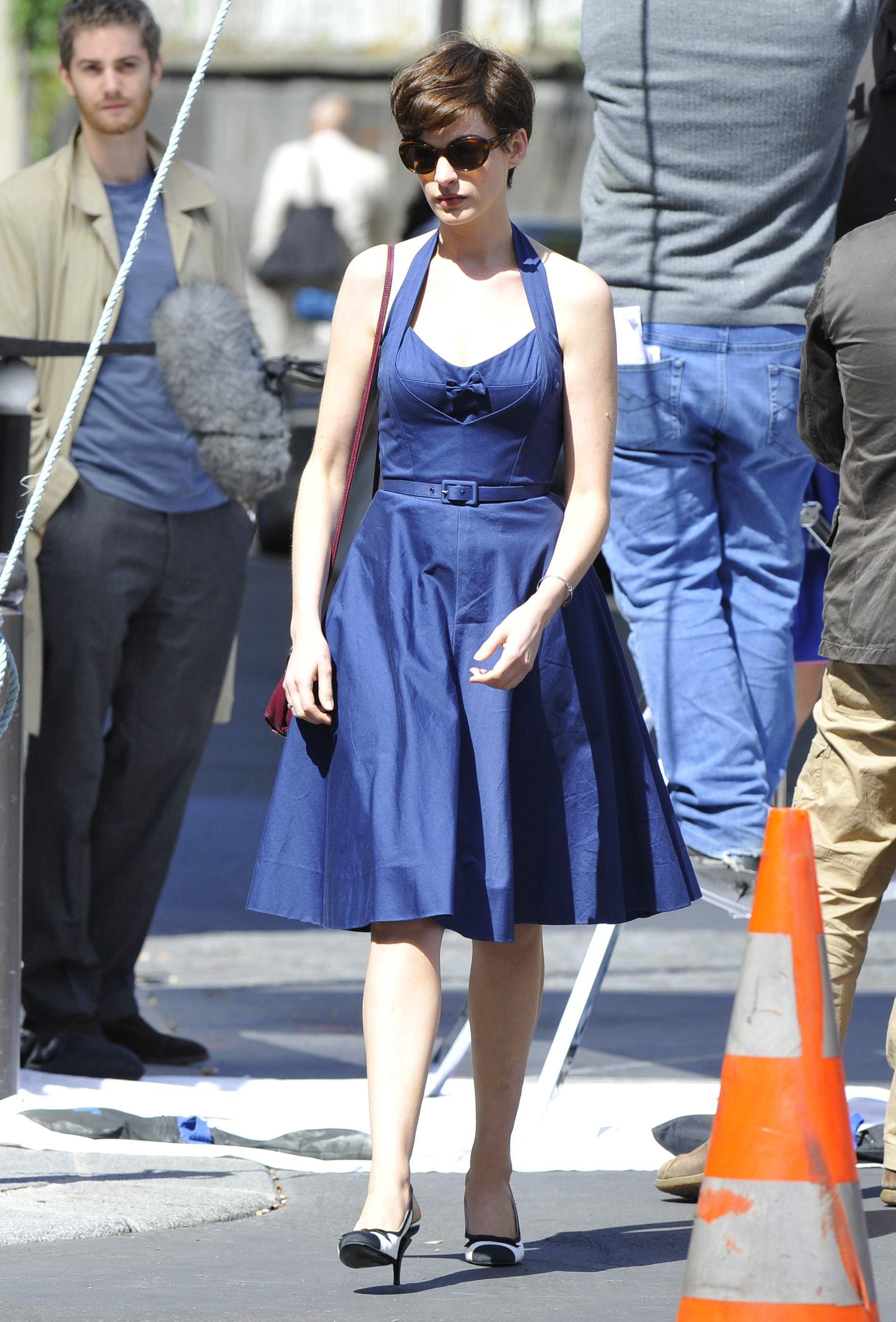Anne Hathaway set of One Day in Paris August 31, 2013
